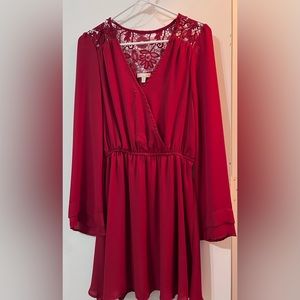 Red dress with long sleeve